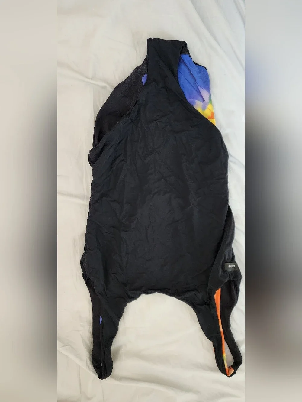 Onia Kelly One Piece Black Swimsuit with Blue, Orange & Yellow Feather Size S